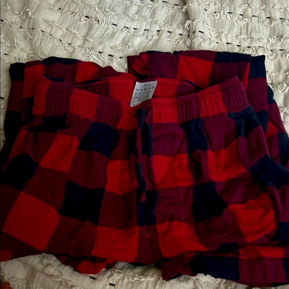 Lands' End Red and Black Plaid Pants